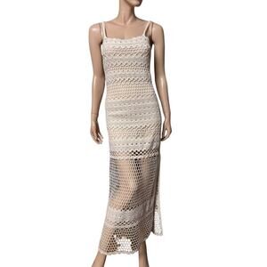 Suboo Stella Crochet Maxi Dress Size S 100% Cotton Partially Lined Sleeveless